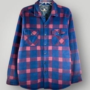 Freedom Foundry Sherpa Lined Flannel Shacket Red & Blue Plaid Size XL!